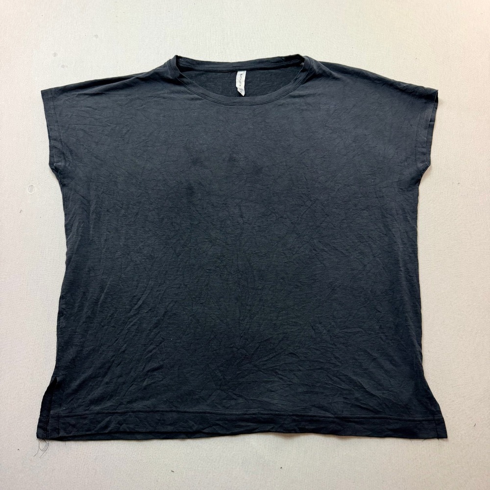 Athleta Short Sleeve Top Women Medium Gray Good Boxy Relaxed Slub Knit